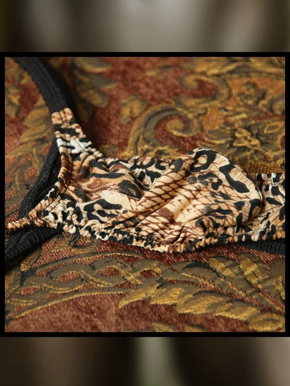 Mens Leopard Print Teardrop HighWaist thin Sides Thong Handmade